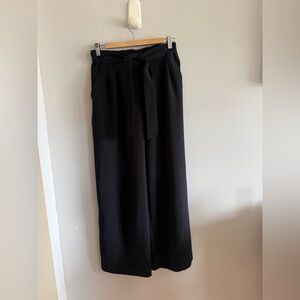 Lululemon Black Wide Leg High Rise Pants Tie Waist Stretch Trouser Size 8